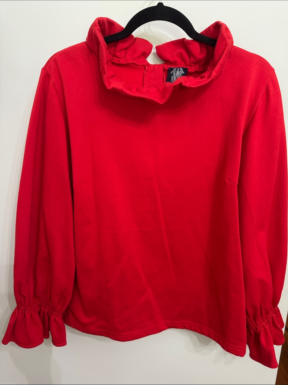 Women’s Red Ruffle-Collar Sweatshirt